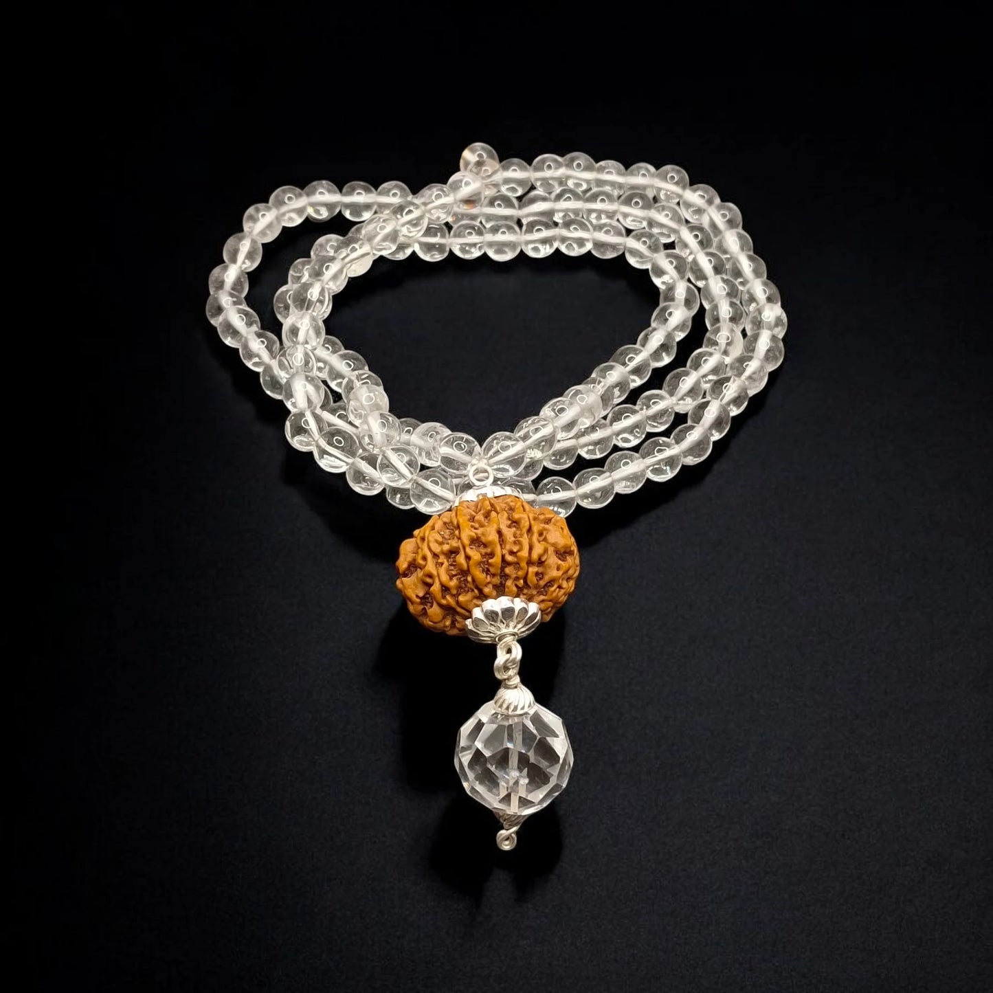 Nepali 10 Mukhi Rudraksha With Quartz Mala