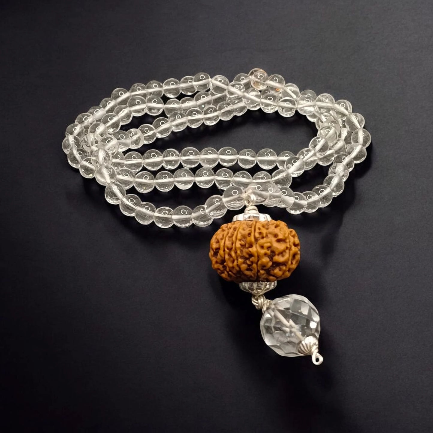 Nepali 10 Mukhi Rudraksha With Quartz Mala
