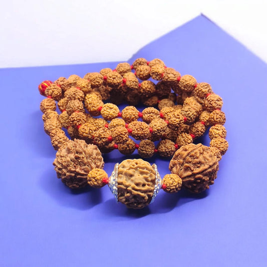 Silver Capped Nepali 6 Mukhi Rudraksha With Nepali 5 Mukhi Rudraksha