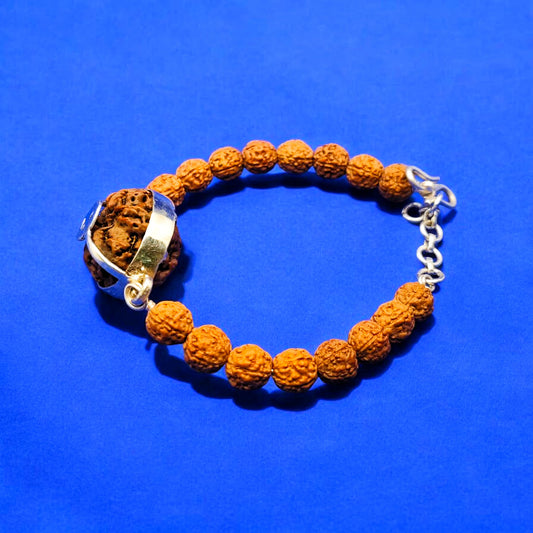 Nepali 8Mukhi Rudraksha Bracelet With Pure Silver Capping