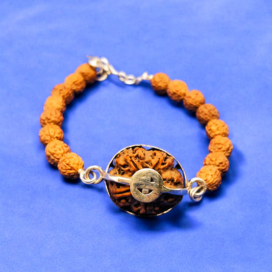 Nepali 8Mukhi Rudraksha Bracelet With Pure Silver Capping