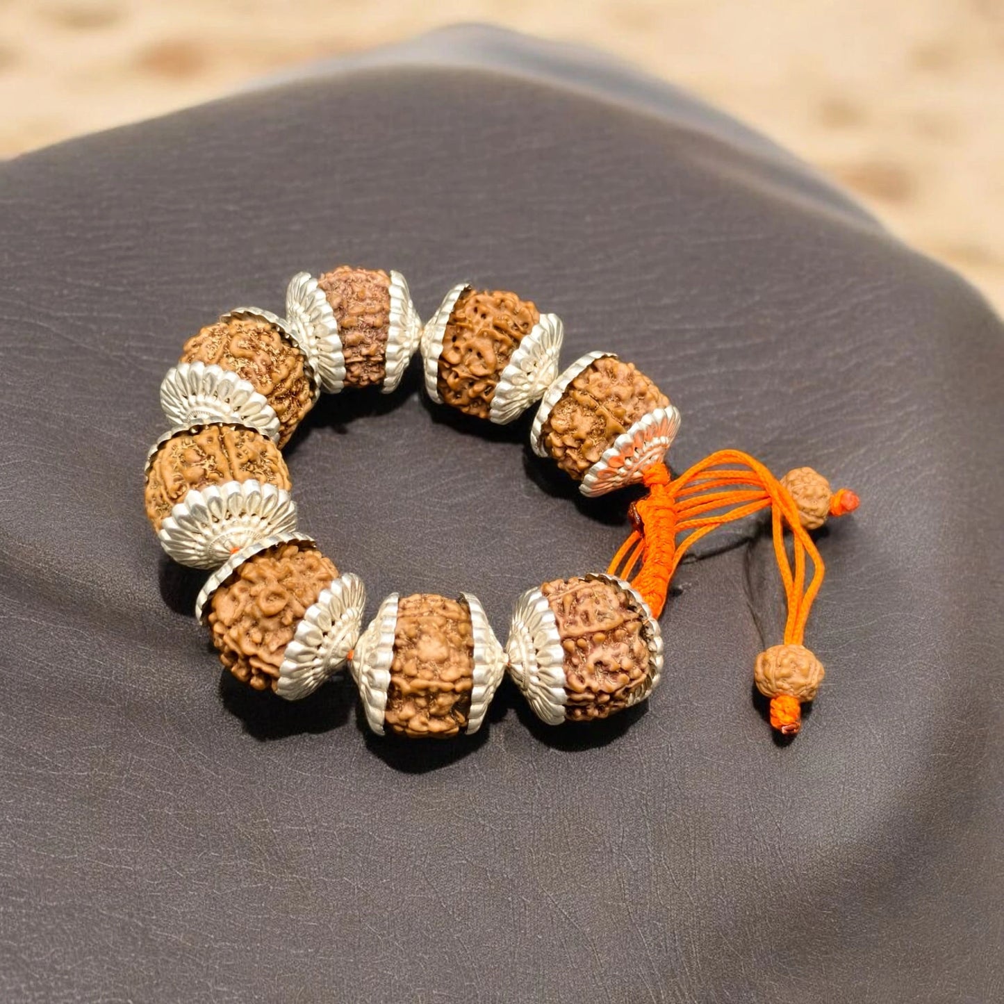 Premium Quality Nepali 5 Mukhi Rudraksha Bracelet With Pure Silver Capping