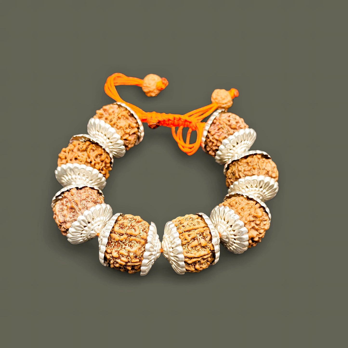 Premium Quality Nepali 5 Mukhi Rudraksha Bracelet With Pure Silver Capping