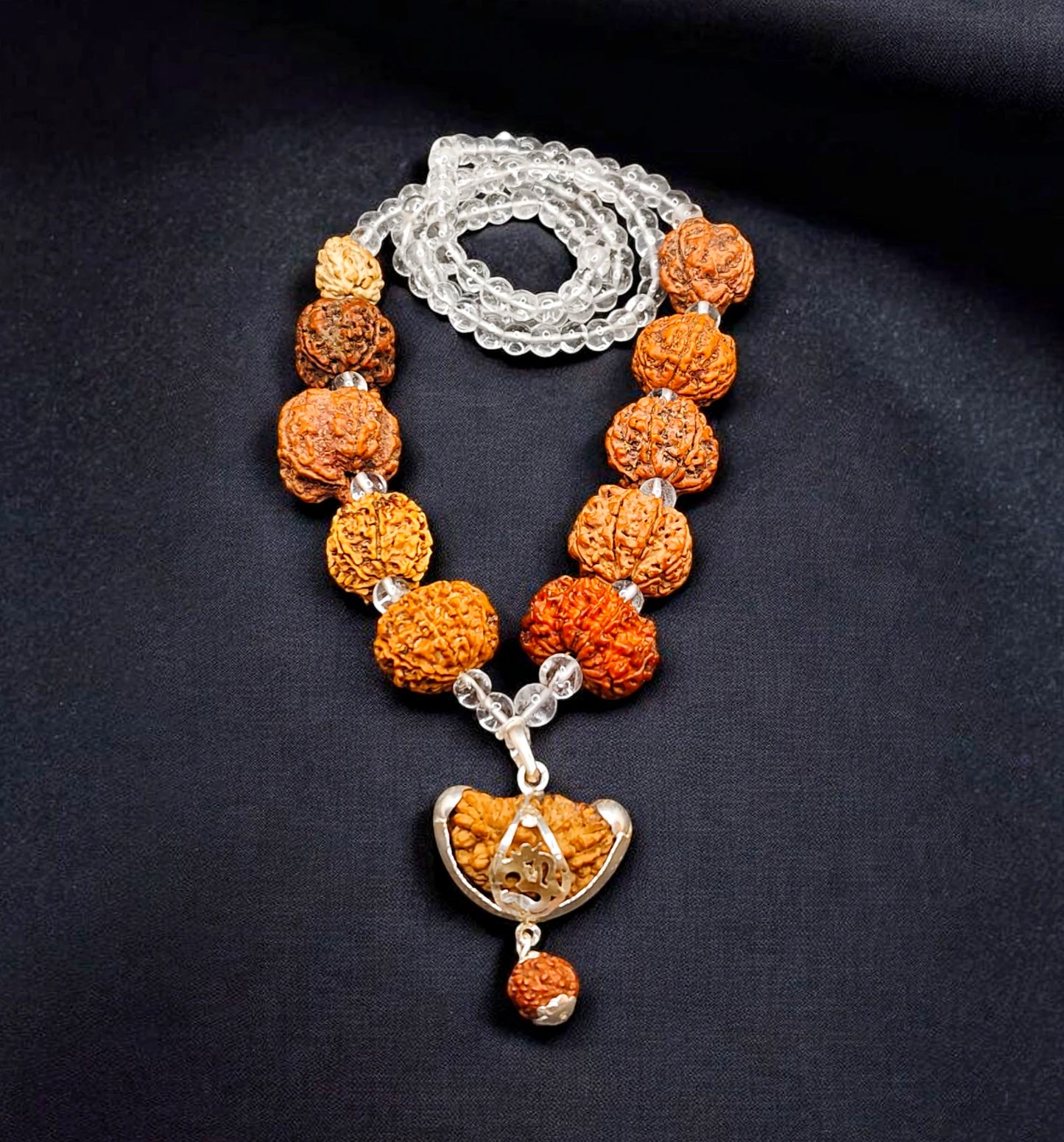 1 - 11 Mukhi Rudraksha Combination Arranged in Sphatik Mala
