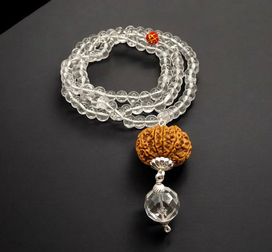 Nepali 10 Mukhi Rudraksha With Quartz Mala