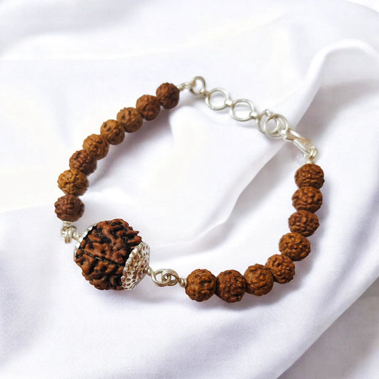 Nepali 5 Mukhi Rudraksha Bracelet With Pure Silver