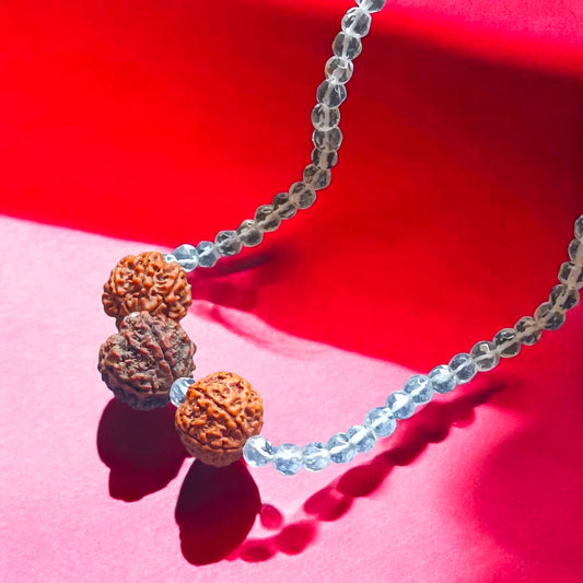 5 6 7 Mukhi Rudraksha String With Natural Sphatik Mala