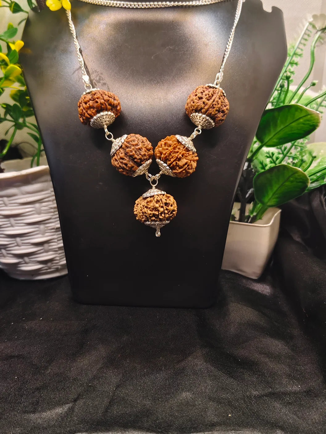 Premium Quality Nepali 12 8 7 4 5 Mukhi Rudraksha In pure Silver Capping And Chain