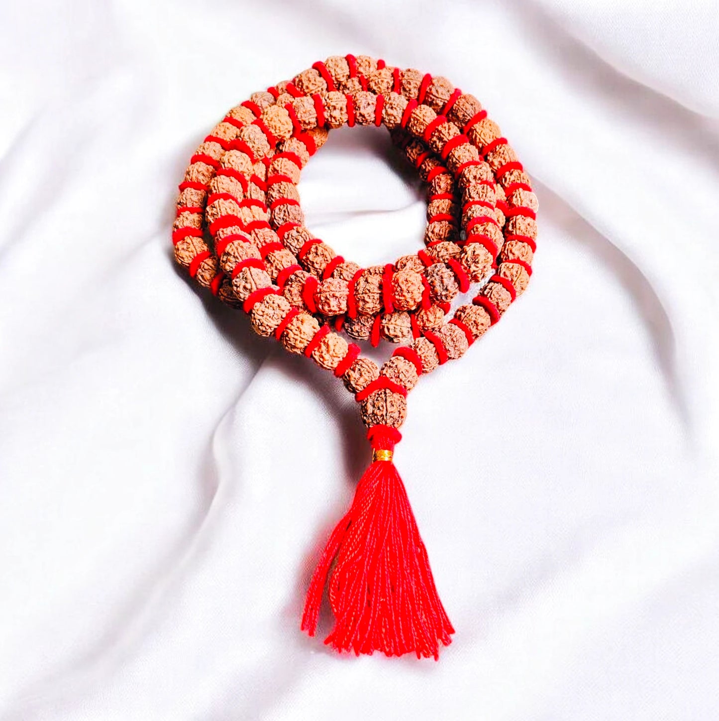 Nepali 4 Mukhi Rudraksha kantha With Red Velvet