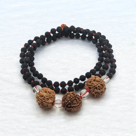 Nepali 4 6 And Ganesh Rudraksha String With Black punchmukhi Rudraksha Mala