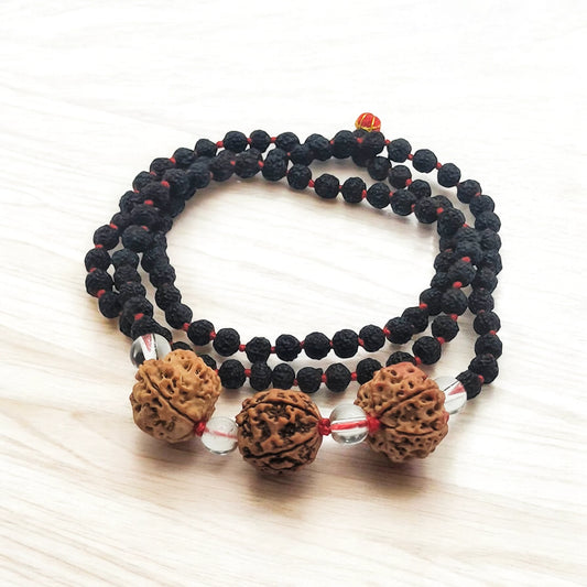 Nepali 4 6 And Ganesh Rudraksha String With Black punchmukhi Rudraksha Mala