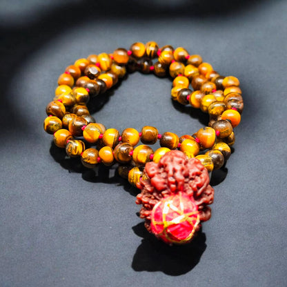 Nepali 12 Mukhi Rudraksha String With Natural Tiger Eye Mala