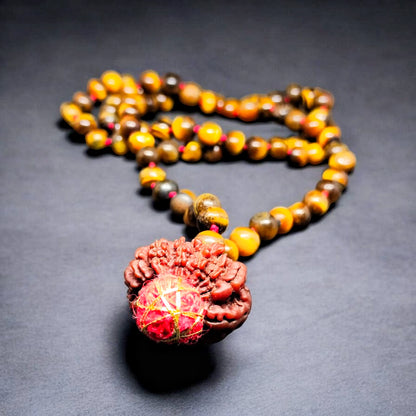 Nepali 12 Mukhi Rudraksha String With Natural Tiger Eye Mala