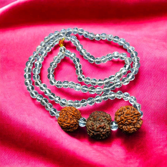 5 6 7 Mukhi Rudraksha String With Natural Sphatik Mala
